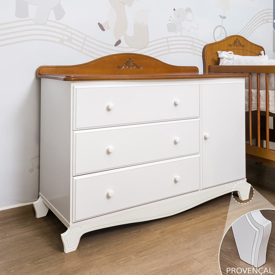 Cômoda Nóbile Branco Provençal e Madeira com Porta