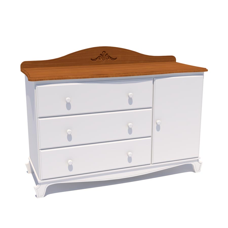 Cômoda Nóbile Branco Provençal e Madeira com Porta