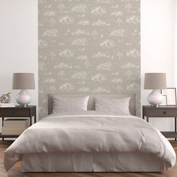 Papel de Parede Toile de Jouy Adulto Bege