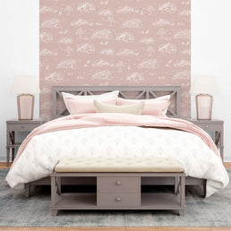 Papel de Parede Toile de Jouy Adulto Rosa Chá