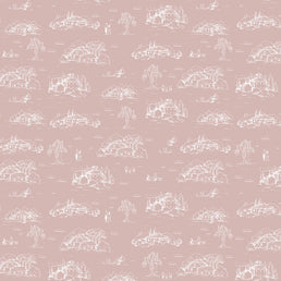 Papel de Parede Toile de Jouy Adulto Rosa Chá