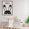 Quadro Infantil Coelho Hello Preto
