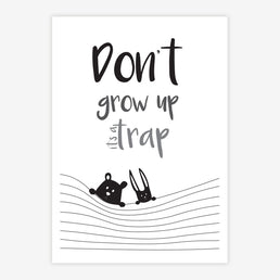 Quadro Infantil Animais Don't Grow Up Preto