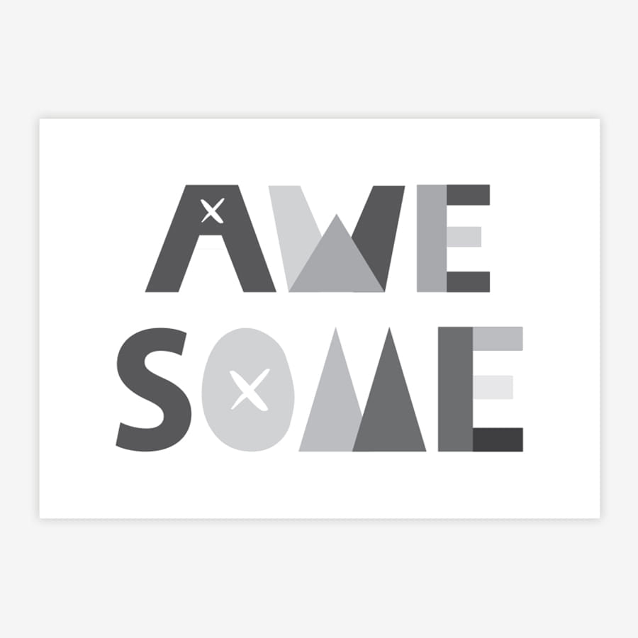 Quadro Infantil Letras Awesome Cinza