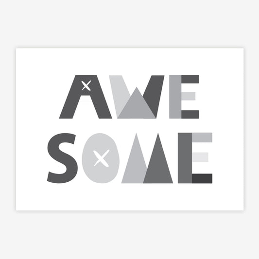 Quadro Infantil Letras Awesome Cinza