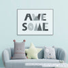 Quadro Infantil Letras Awesome Cinza