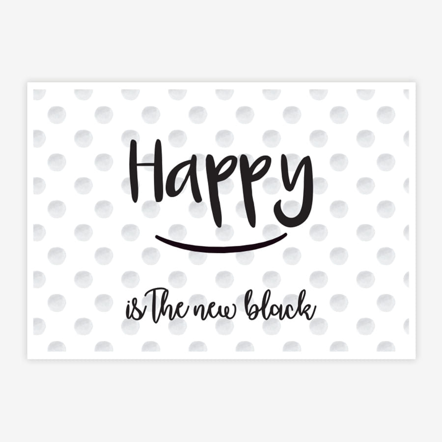 Quadro Infantil Texto Happy Is The New Black Preto