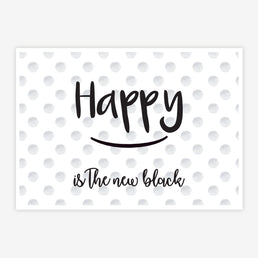 Quadro Infantil Texto Happy Is The New Black Preto