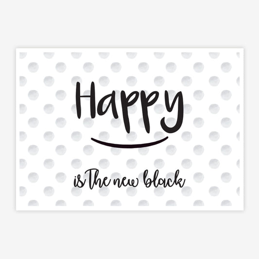 Quadro Infantil Texto Happy Is The New Black Preto