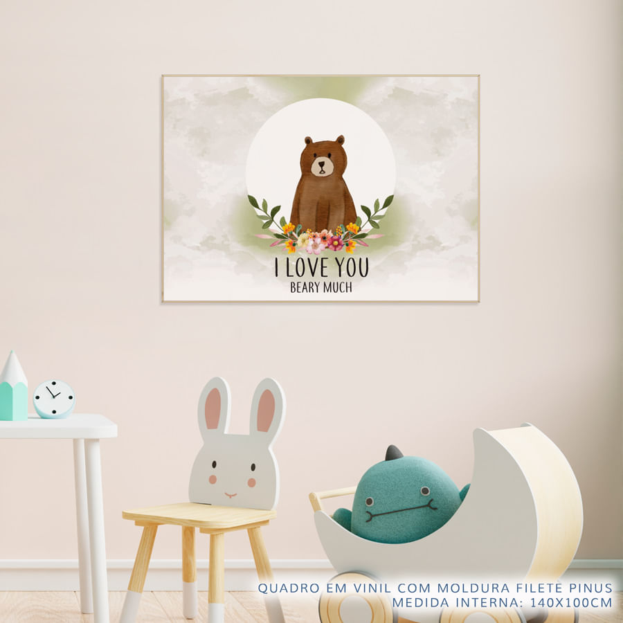 Quadro Infantil Urso Beary Much Verde