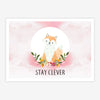 Quadro Infantil Raposa Stay Clever Rosa