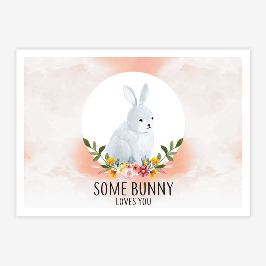 Quadro Infantil Coelho Some Bunny Loves You Laranja