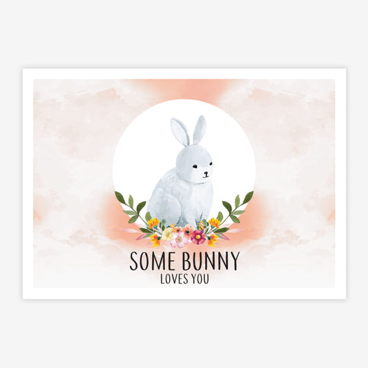 Quadro Infantil Coelho Some Bunny Loves You Laranja
