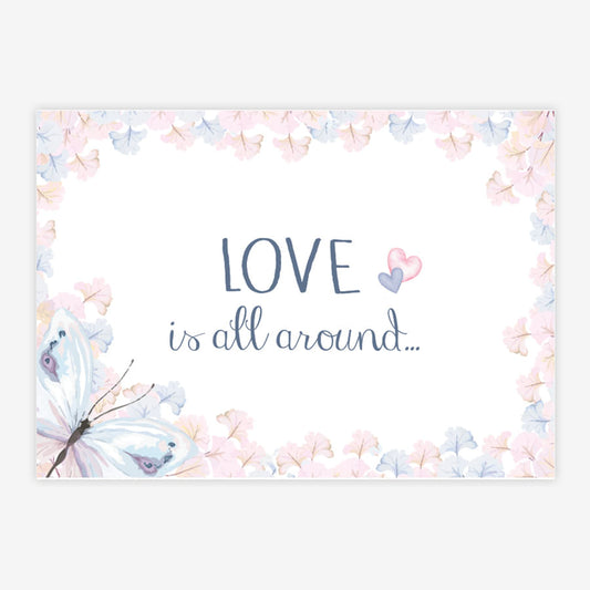 Quadro Infantil Aquarela Flores Love Around Azul