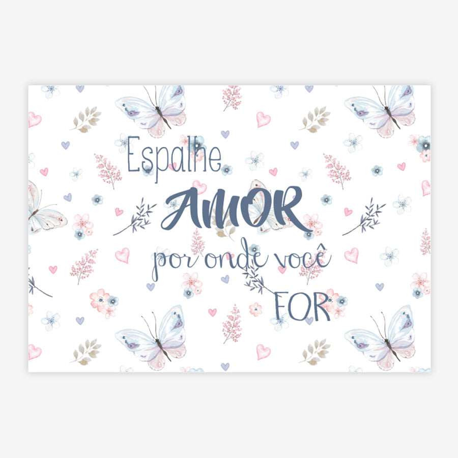 Quadro Infantil Aquarela Espalhe Amor Azul