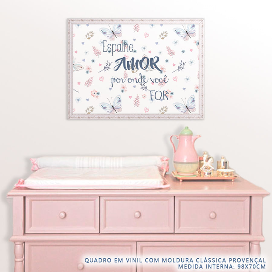 Quadro Infantil Aquarela Espalhe Amor Azul
