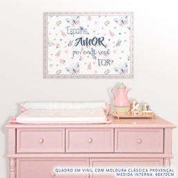 Quadro Infantil Aquarela Espalhe Amor Azul