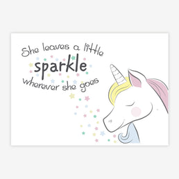 Quadro Infantil Unicórnio Sparkle Rosa