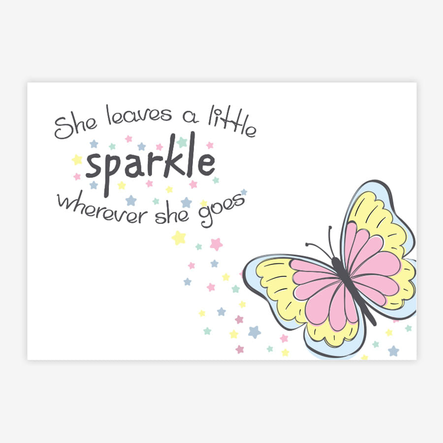 Quadro Infantil Borboleta Sparkle Rosa