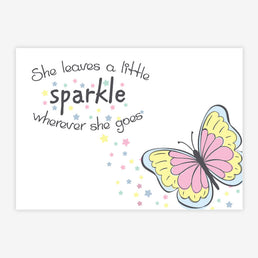 Quadro Infantil Borboleta Sparkle Rosa