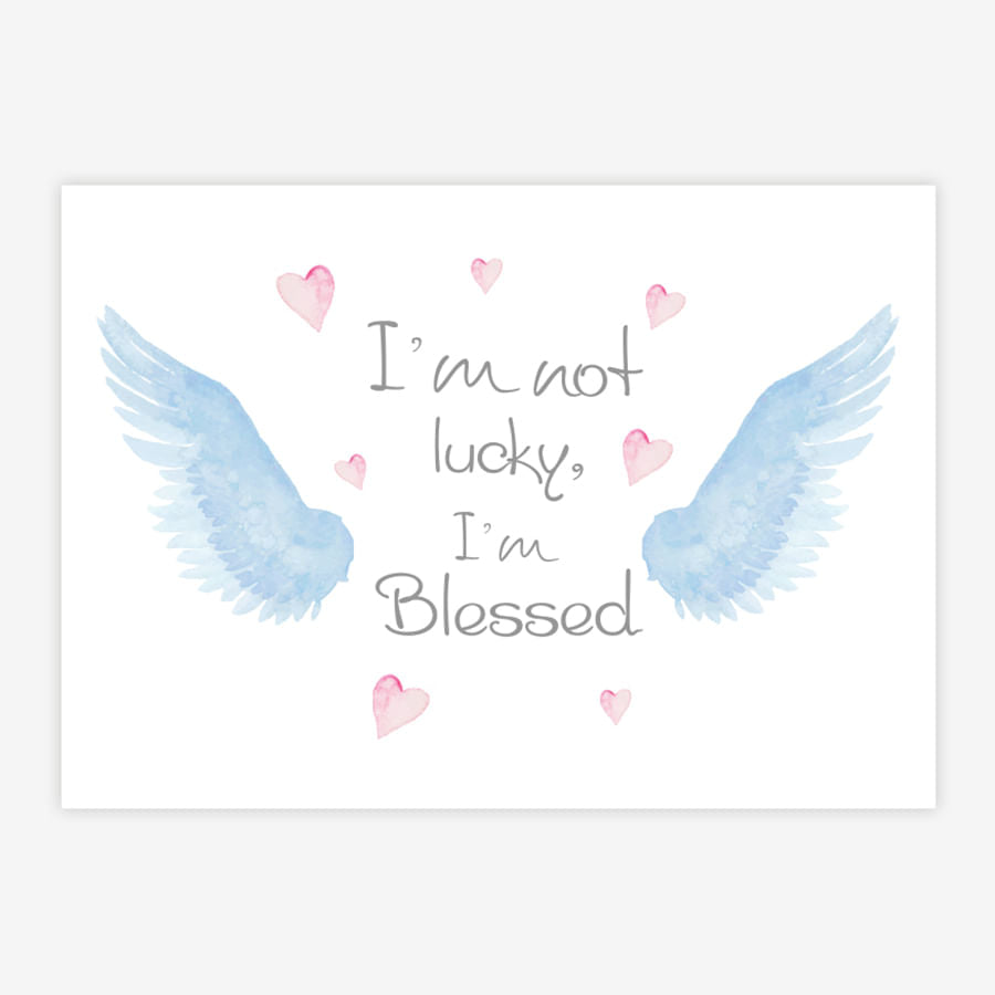 Quadro Infantil Aquarela Asas Blessed Azul