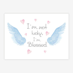 Quadro Infantil Aquarela Asas Blessed Azul