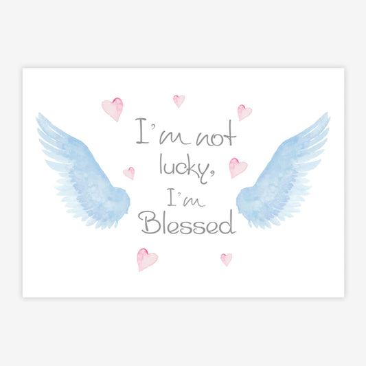 Quadro Infantil Aquarela Asas Blessed Azul