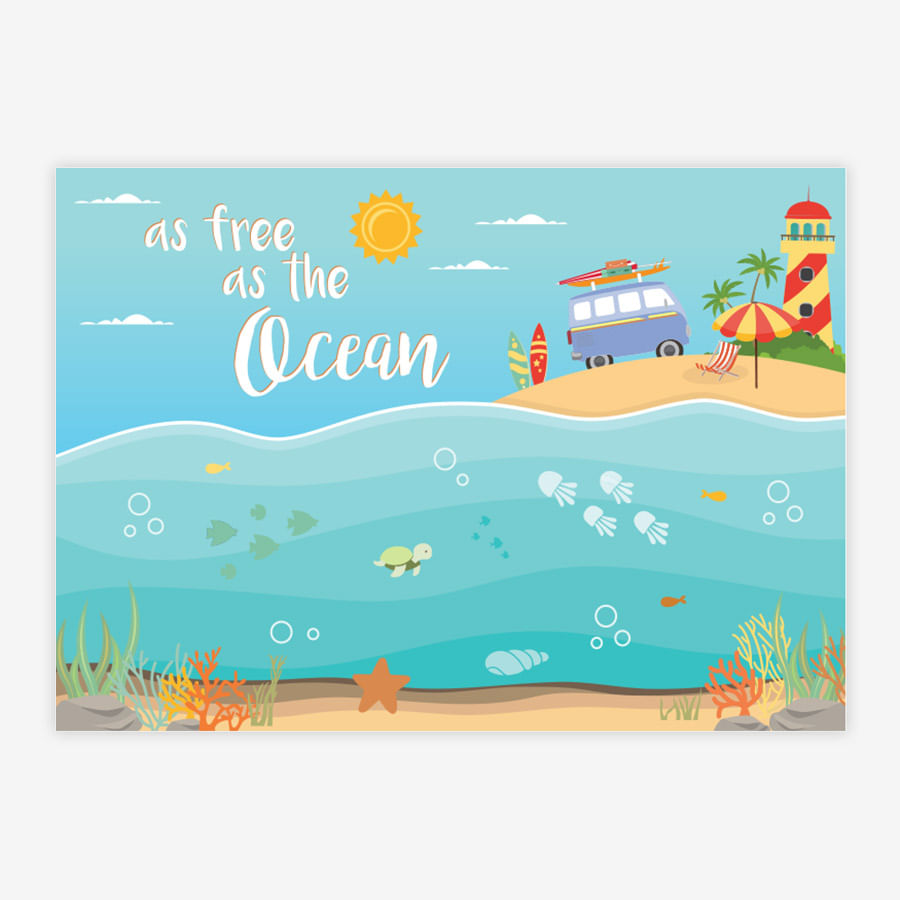 Quadro Infantil As Free As The Ocean Laranja
