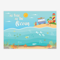 Quadro Infantil As Free As The Ocean Laranja