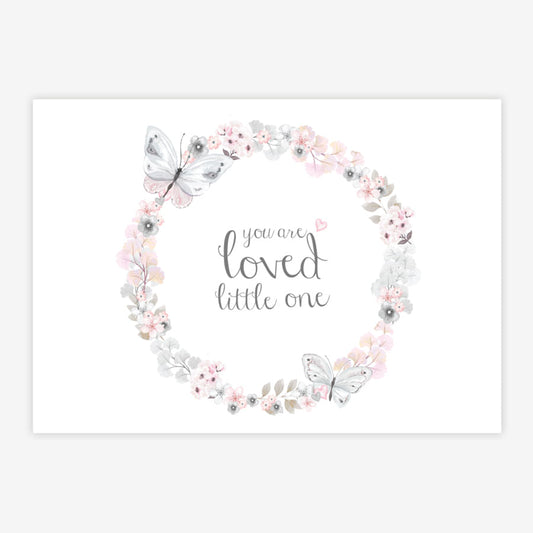 Quadro Infantil Aquarela Guirlanda Loved Cinza