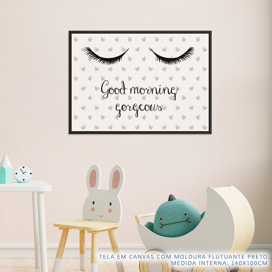 Quadro Infantil Good Morning Gorgeous Cinza