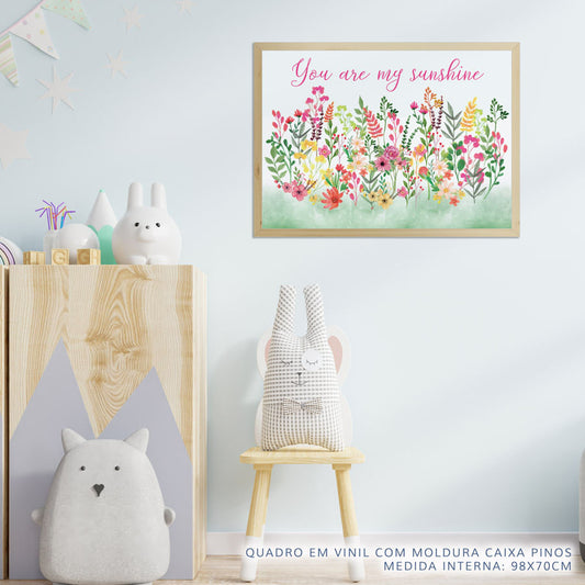 Quadro Infantil Tropical You Are My Sunshine Verde Horizontal