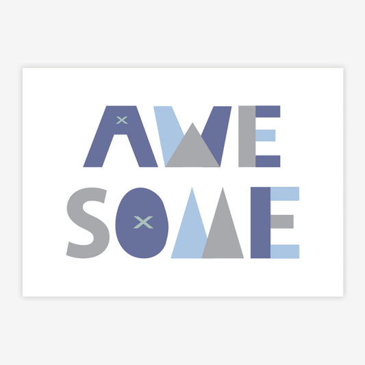 Quadro Infantil Letras Awesome Azul