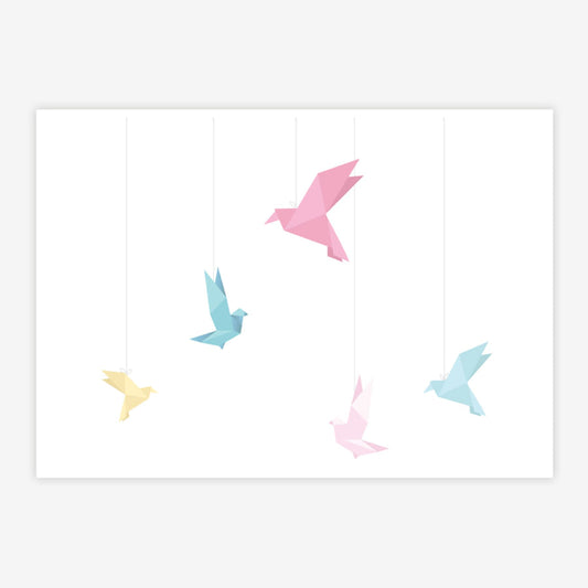 Quadro Infantil Pássaros Origami Tifany Horizontal