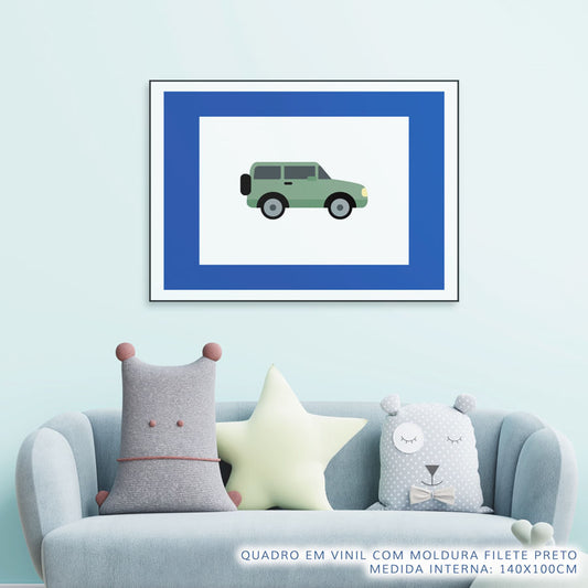 Quadro Infantil Jipe Verde