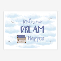 Quadro Infantil Bolsas Make Your Dreams Happen Azul