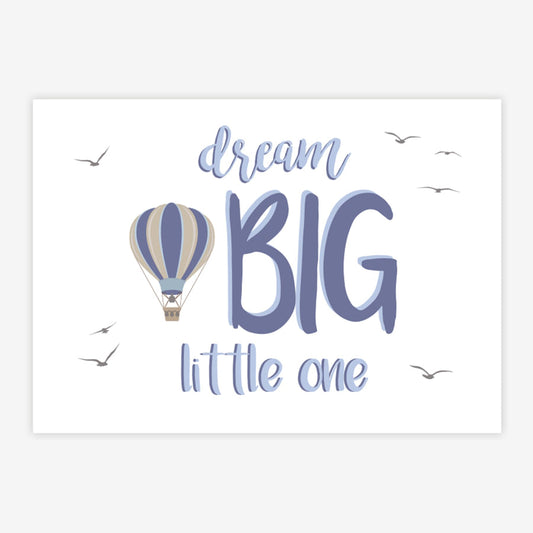 Quadro Infantil Balão Dream Big Little One Azul