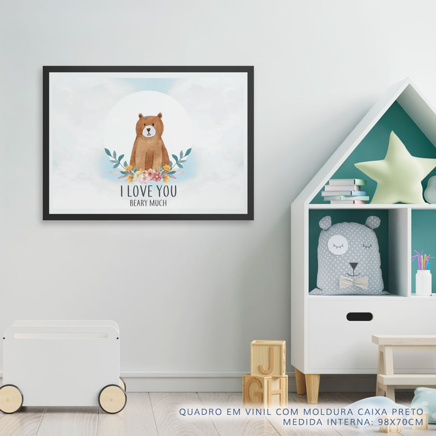 Quadro Infantil Urso Beary Much Azul Bebê