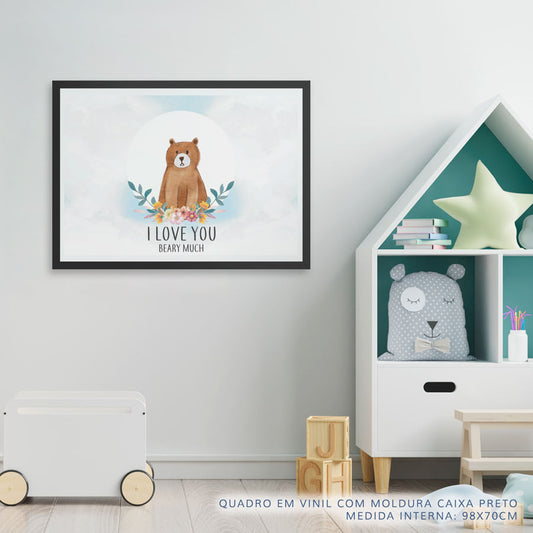 Quadro Infantil Urso Beary Much Azul Bebê