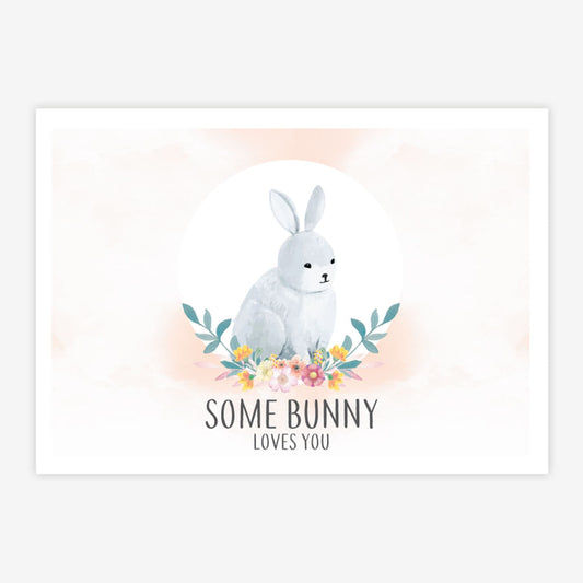 Quadro Infantil Coelho Bunny Loves You Salmão