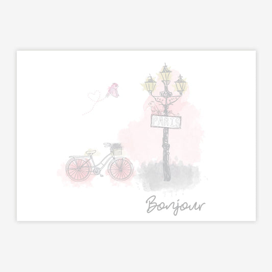 Quadro Infantil Paris Bonjour Rosa Horizontal