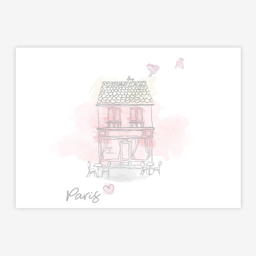 Quadro Infantil Paris Rosa Horizontal