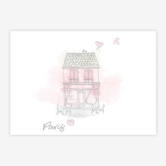 Quadro Infantil Paris Rosa Horizontal