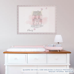 Quadro Infantil Paris Rosa Horizontal