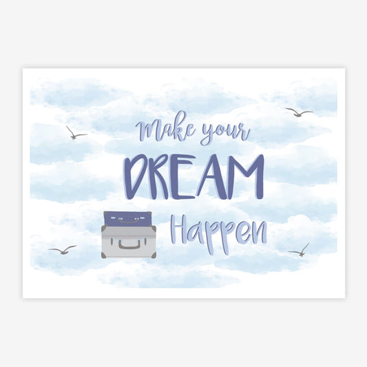 Quadro Infantil Bolsas Make Your Dreams Happen Cinza
