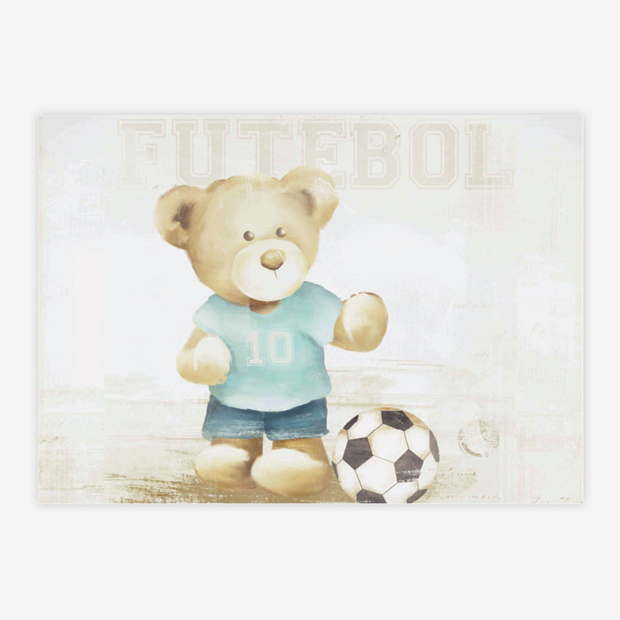 Quadro Infantil Urso Futebol Malva