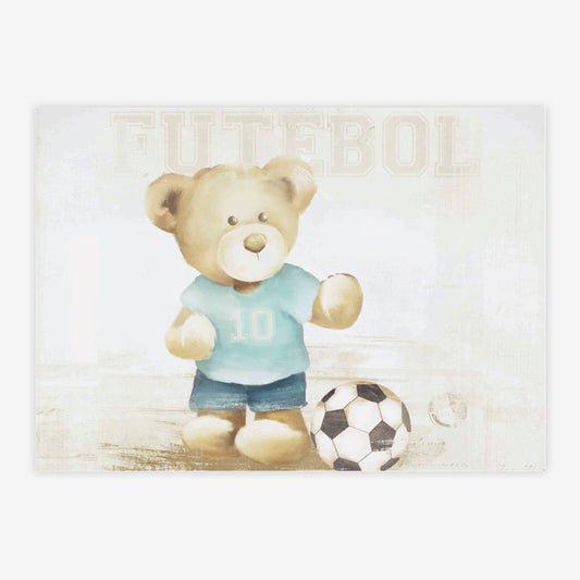 Quadro Infantil Urso Futebol Malva