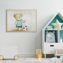 Quadro Infantil Urso Futebol Malva
