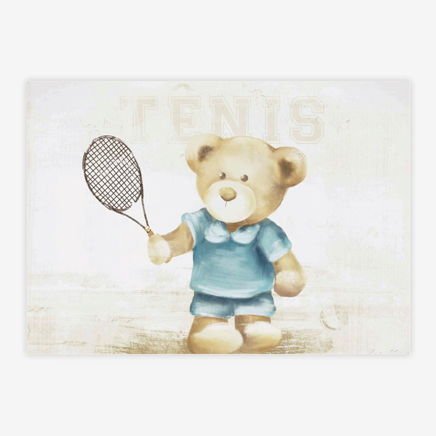 Quadro Infantil Urso Tenis Malva