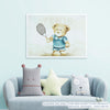 Quadro Infantil Urso Tenis Malva